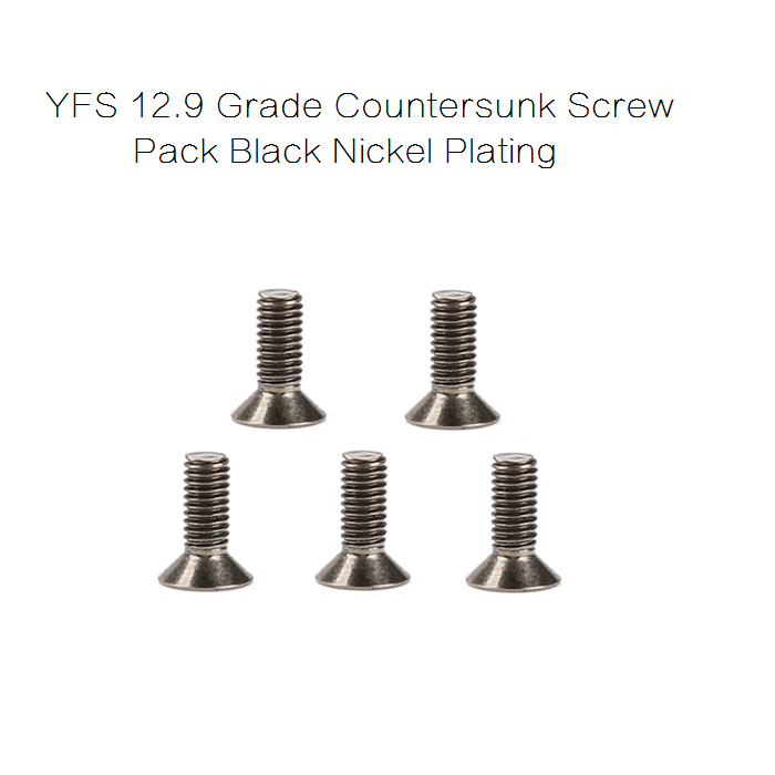 YFS 12.9 Grade Black Nickel Plating Countersunk Screw <b>M3*8mm</b> - 5 pcs