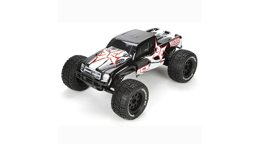 ECX Ruckus 1/10 2WD Brushless RTR Monster Truck: Black/White - SN Hobbies ECX Ruckus 1/10 2WD Brushless RTR Monster Truck: Black/White - SN Hobbies