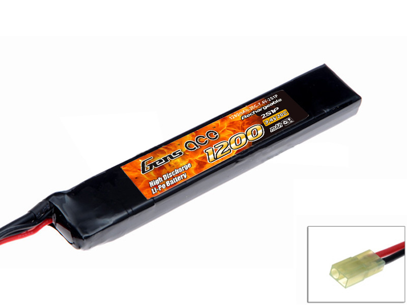 GENS ACE Airsoft Battery 2S 7.4v 1200mah 20C LiPo Battery - SNHE