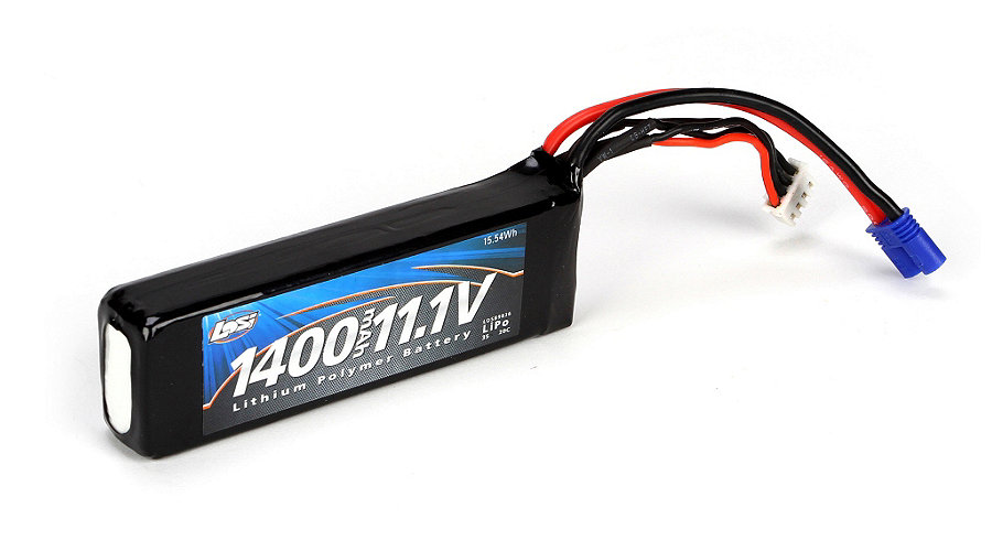 Losi 11.1V 1400mAh 3S 20C LiPo, Long: EC2 - SN Hobbies Losi 11.1V 1400mAh 3S 20C LiPo, Long: EC2 - SN Hobbies