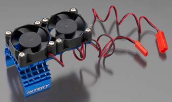 Integy Motor Heatsink/Twin Cooling Fan Blue Slash 4X4 - SN Hobbies Integy Motor Heatsink/Twin Cooling Fan Blue Slash 4X4 - SN Hobbies