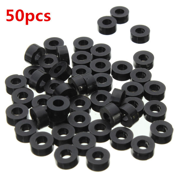 Suleve? M3NW2 Flat Nylon Washer Black Round Spacer Waser OD <b>8mm</b> for M3 Screws 50pcs