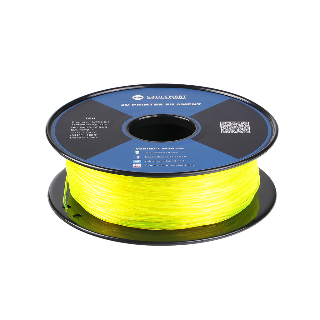Sainsmart Flexible TPU Filament 1.75mm 0.8kg/1.76lb, Yellow