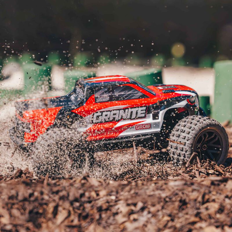 ARRMA 1/18 GRANITE GROM MEGA 380 Brushed 4X4 Monster Truck RTR with Battery & Charger, Red