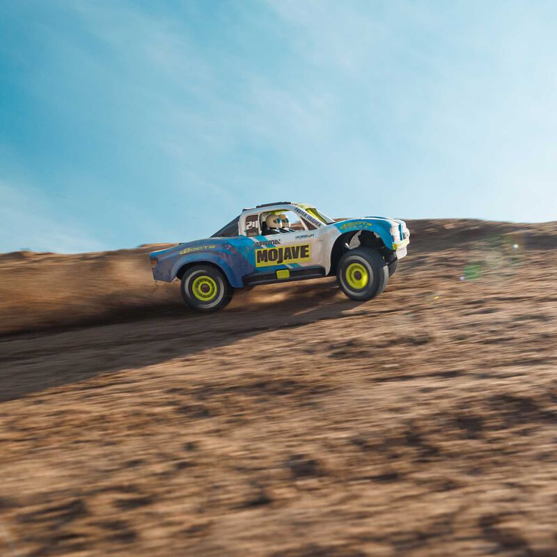 ARRMA MOJAVE GROM MEGA 380 Brushed 4X4 Small Scale Desert Truck RTR with Battery & Charger, Blue/White