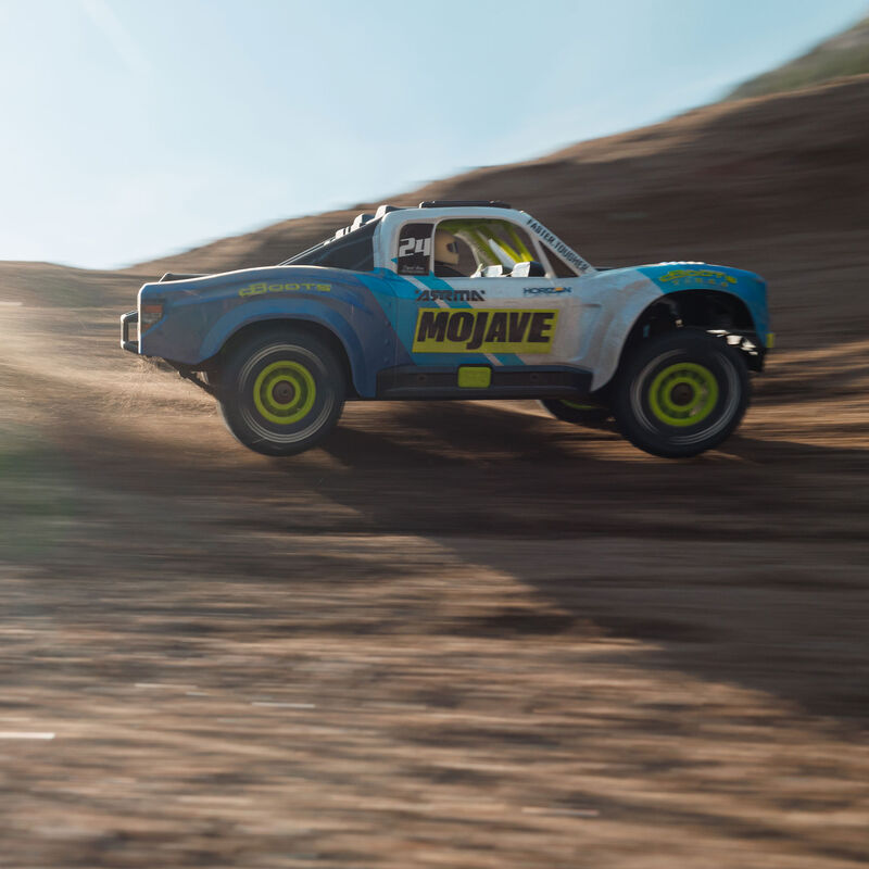 ARRMA MOJAVE GROM MEGA 380 Brushed 4X4 Small Scale Desert Truck RTR with Battery & Charger, Blue/White