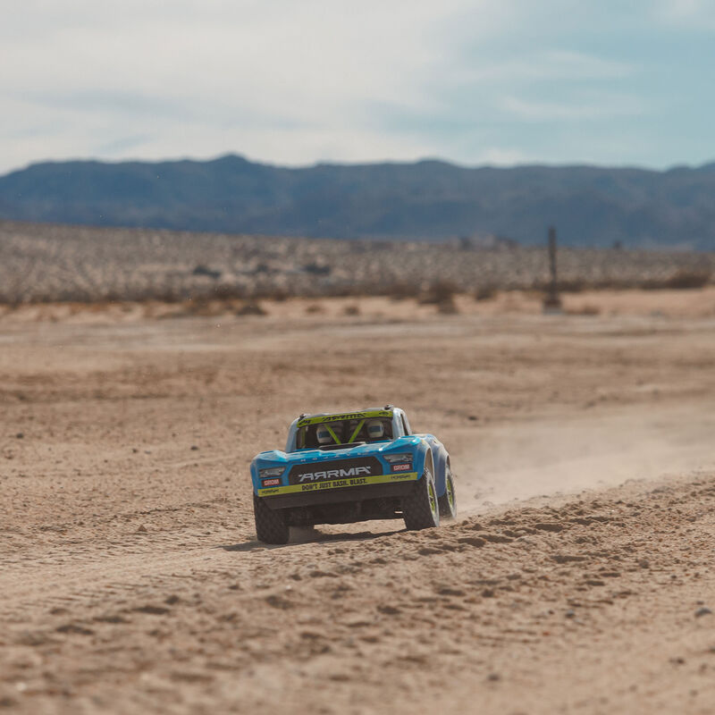 ARRMA MOJAVE GROM MEGA 380 Brushed 4X4 Small Scale Desert Truck RTR with Battery & Charger, Blue/White