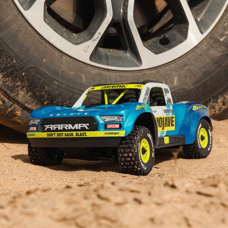ARRMA MOJAVE GROM MEGA 380 Brushed 4X4 Small Scale Desert Truck RTR with Battery & Charger, Blue/White