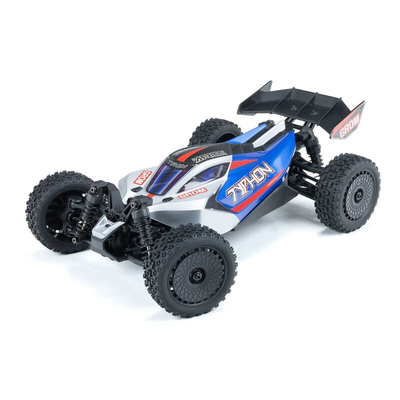 ARRMA TYPHON GROM MEGA 380 Brushed 4X4 Small Scale Buggy RTR with Battery & Charger, Blue/Silver