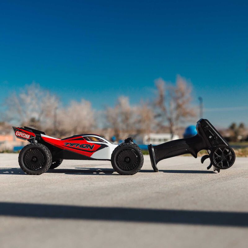 ARRMA TYPHON GROM MEGA 380 Brushed 4X4 Small Scale Buggy RTR with Battery & Charger, Red/White