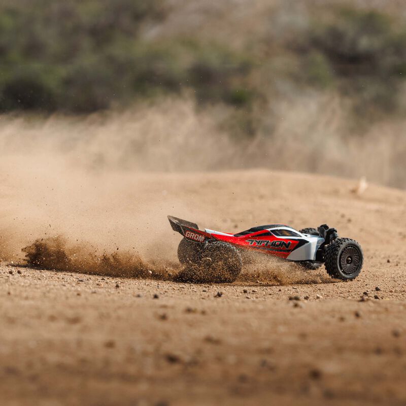 ARRMA TYPHON GROM MEGA 380 Brushed 4X4 Small Scale Buggy RTR with Battery & Charger, Red/White