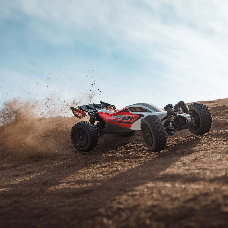 ARRMA TYPHON GROM MEGA 380 Brushed 4X4 Small Scale Buggy RTR with Battery & Charger, Red/White