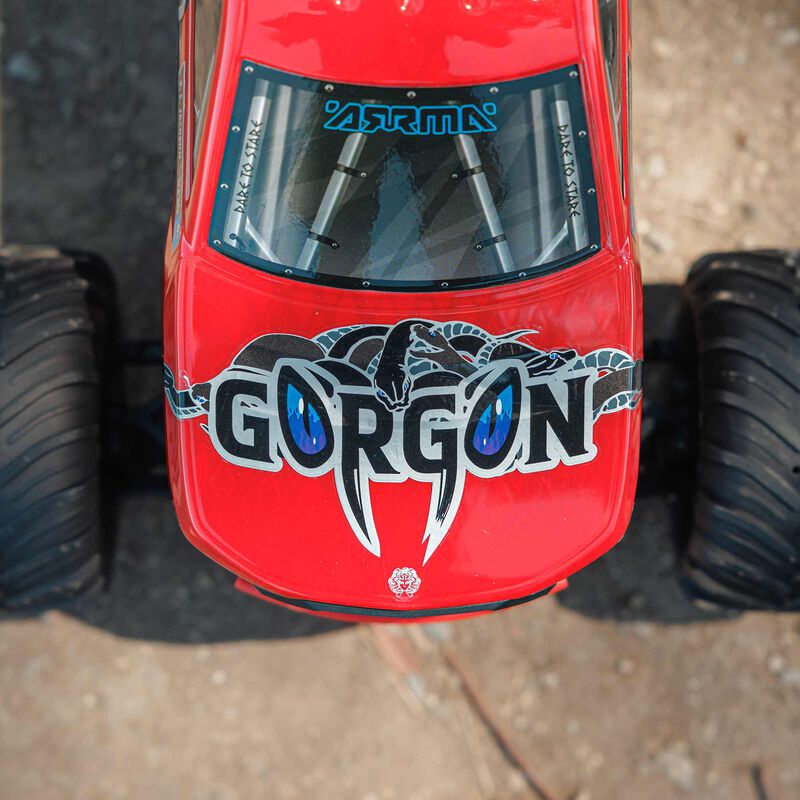 ARRMA 1/10 GORGON 4X2 MEGA 550 Brushed Monster Truck RTR with Battery & Charger, Red
