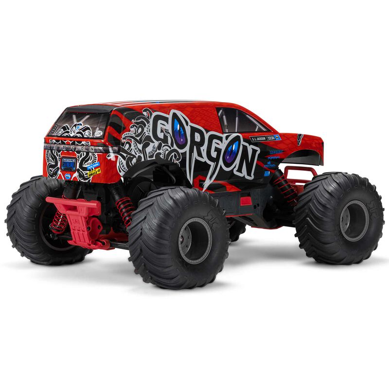 ARRMA 1/10 GORGON 4X2 MEGA 550 Brushed Monster Truck RTR with Battery & Charger, Red