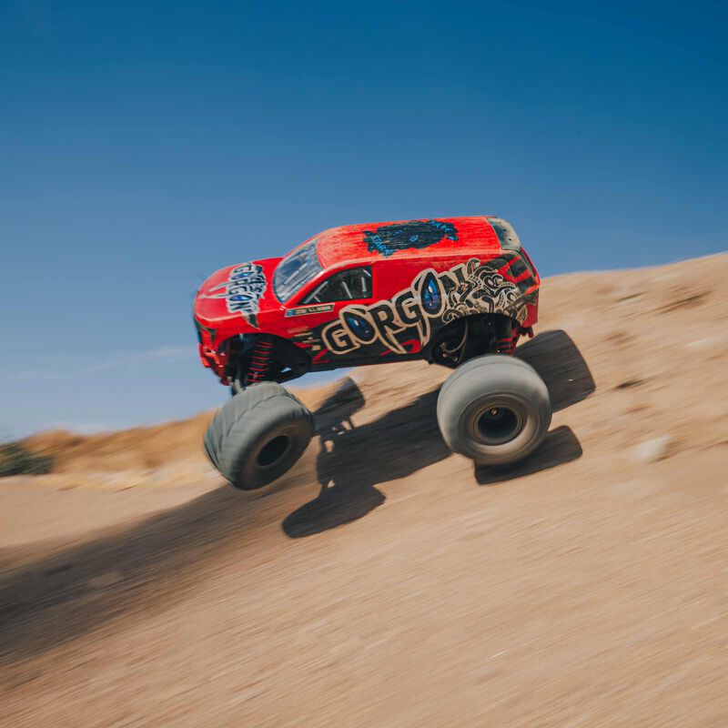 ARRMA 1/10 GORGON 4X2 MEGA 550 Brushed Monster Truck RTR with Battery & Charger, Red