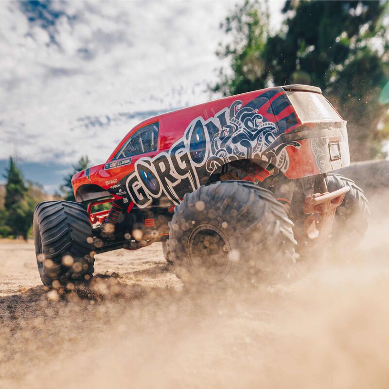 ARRMA 1/10 GORGON 4X2 MEGA 550 Brushed Monster Truck RTR with Battery & Charger, Red