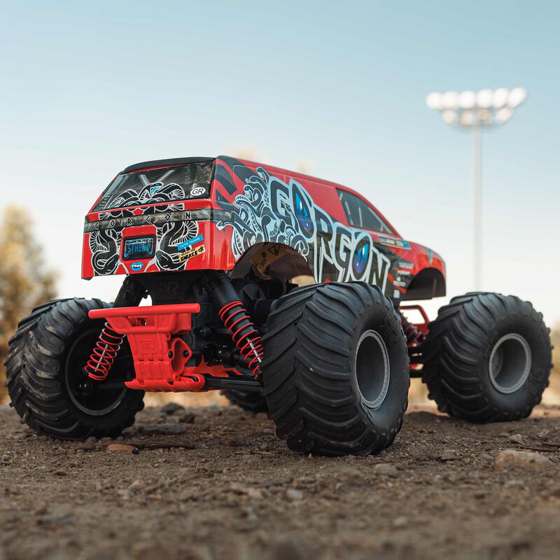 ARRMA 1/10 GORGON 4X2 MEGA 550 Brushed Monster Truck RTR with Battery & Charger, Red
