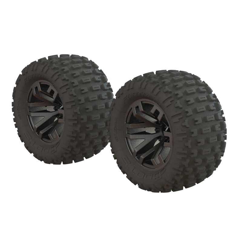 ARRMA Dboots 'Fortress MT' Tire Set Glued Gun Metal (2)