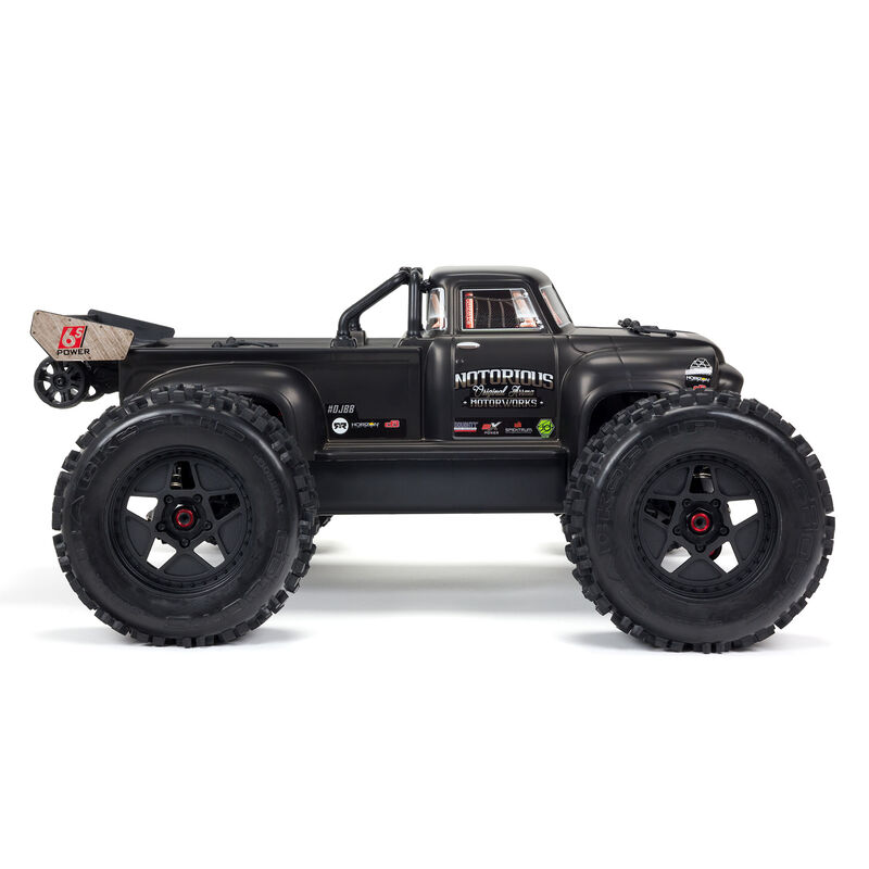 ARRMA 1/8 NOTORIOUS 6S V5 4WD BLX Stunt Truck with Spektrum Firma RTR, Black