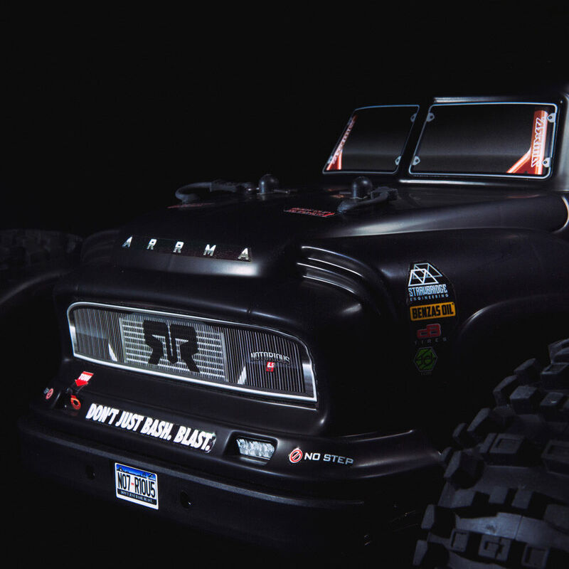 ARRMA 1/8 NOTORIOUS 6S V5 4WD BLX Stunt Truck with Spektrum Firma RTR, Black
