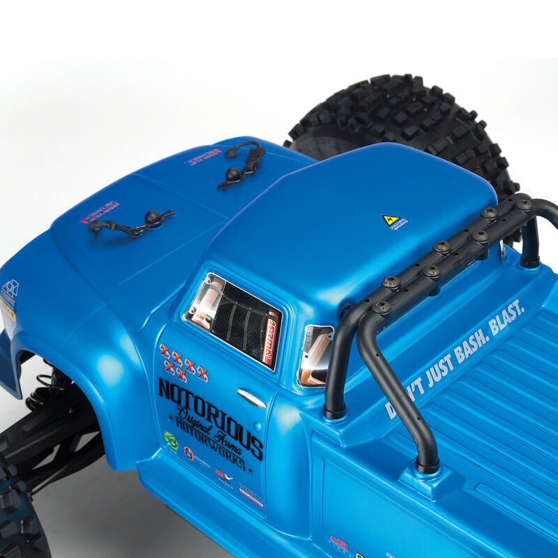 ARRMA 1/8 NOTORIOUS 6S V5 4WD BLX Stunt Truck with Spektrum Firma RTR, Blue