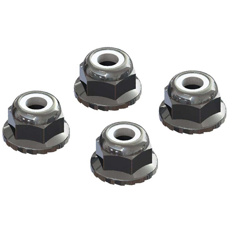 ARRMA Flanged Nyloc Locknut 4mm, Silver (4) AR708008