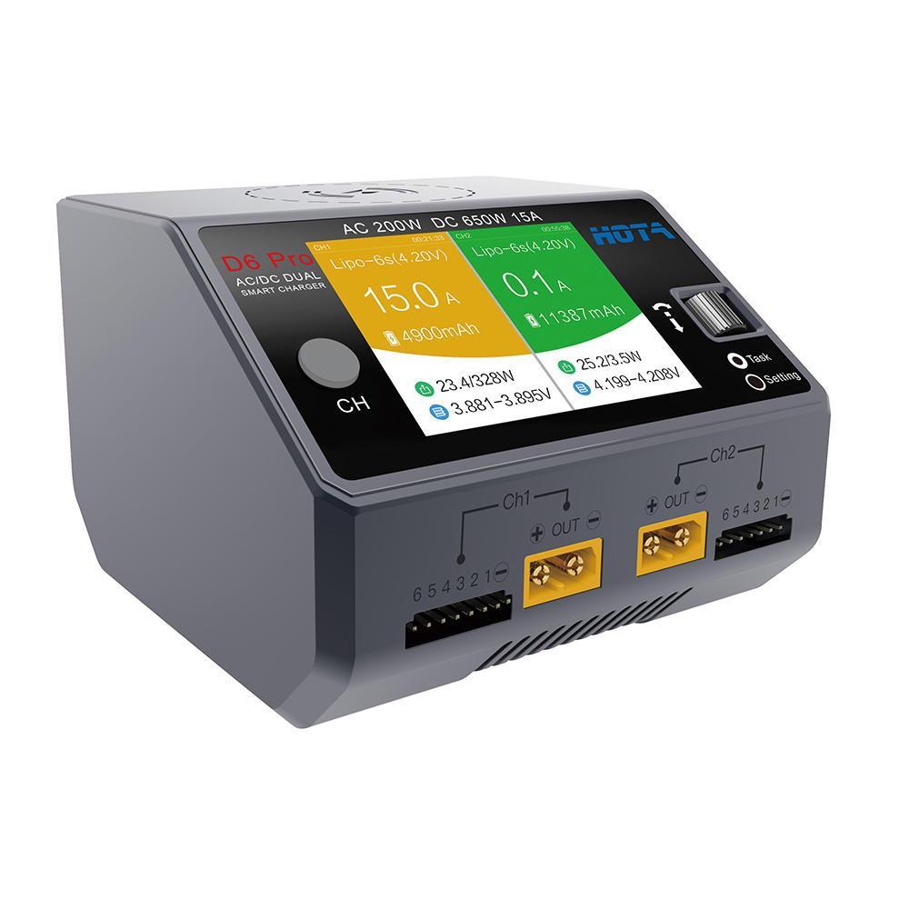 HOTA D6 Pro Dual Channel 650W 15A AC/DC Battery Charger w/ Wireless Cellphone Charging