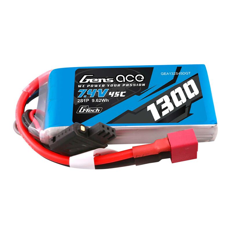 Gens Ace 7.4V 1300mAh 2S 25C G-Tech Smart Lipo Battery: Deans