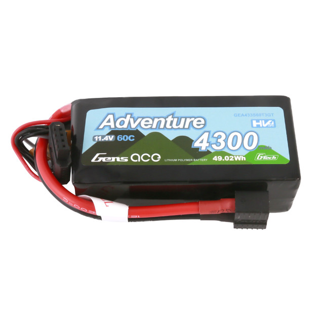 Gens Ace 4300mAh 3S 60C 11.4V Adventure High Voltage G-Tech Lipo Battery With Deans And XT60 Adapter