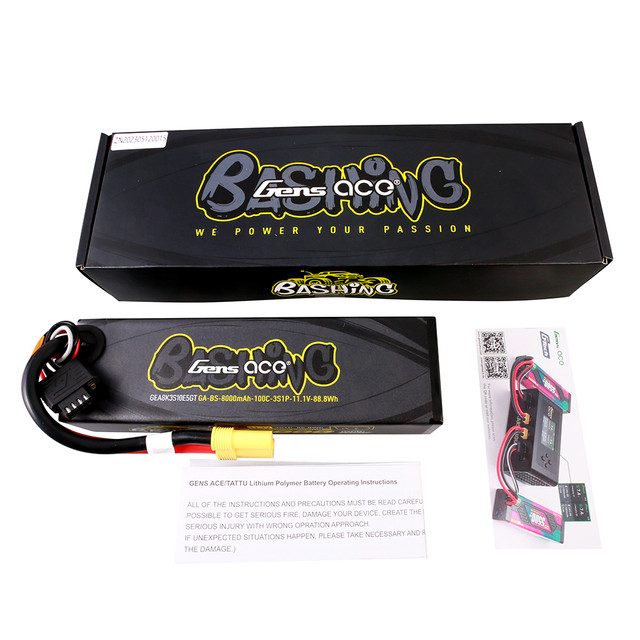 Gens Ace Bashing Pro 11.1V 100C 3S 8000mah G-Tech Lipo Battery Pack With EC5 Plug For Arrma