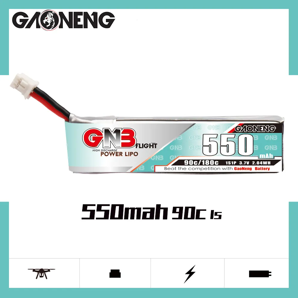 GAONENG GNB 1S 3.7V 550mAh 90C PH2.0 Cabled LiPo Battery