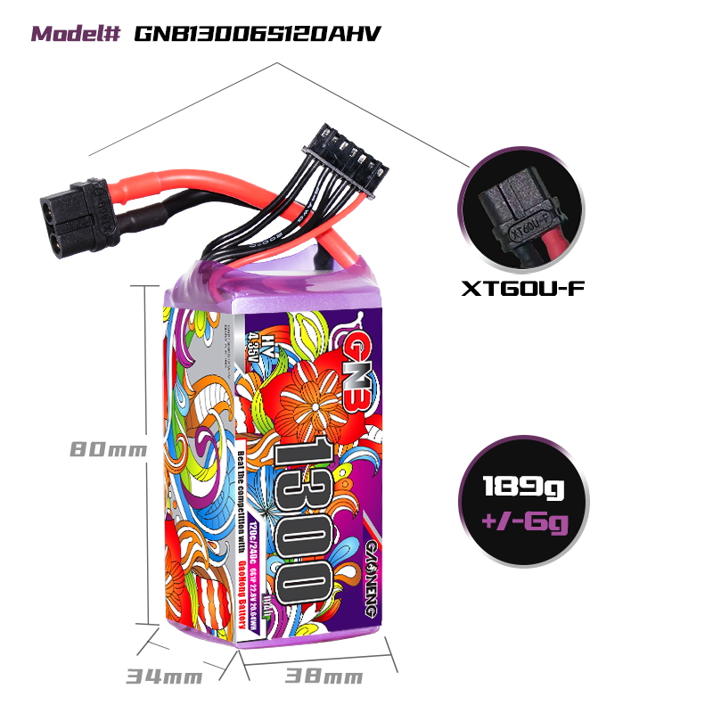 GNB 6S 1300MAH 22.8V HV 120C/240C LIPO BATTERY
