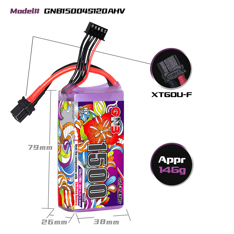 GNB 6S 1500MAH 22.8V HV 120C/240C LIPO BATTERY