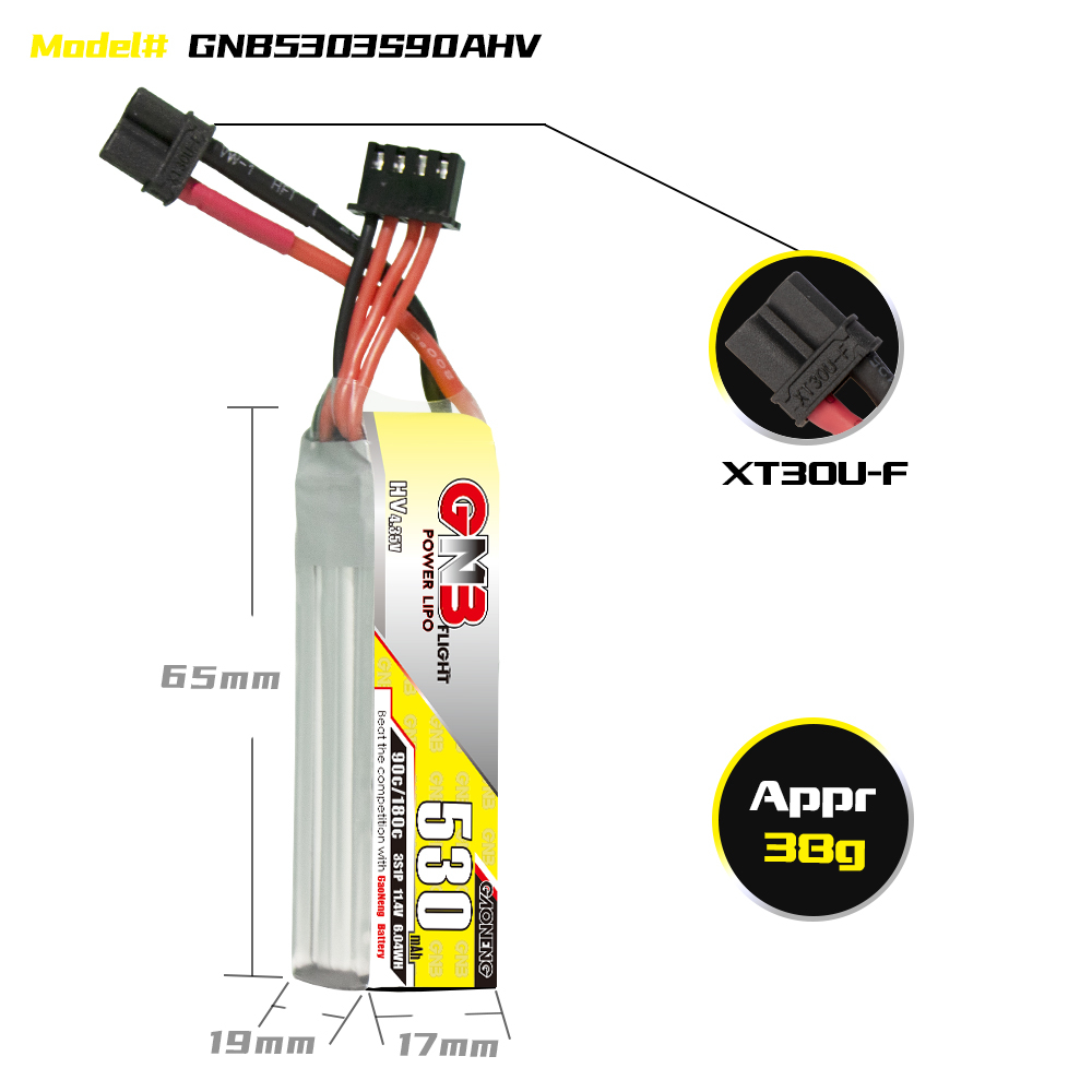 GNB 3S 530MAH 11.4V HV 90C/180C LIPO BATTERY