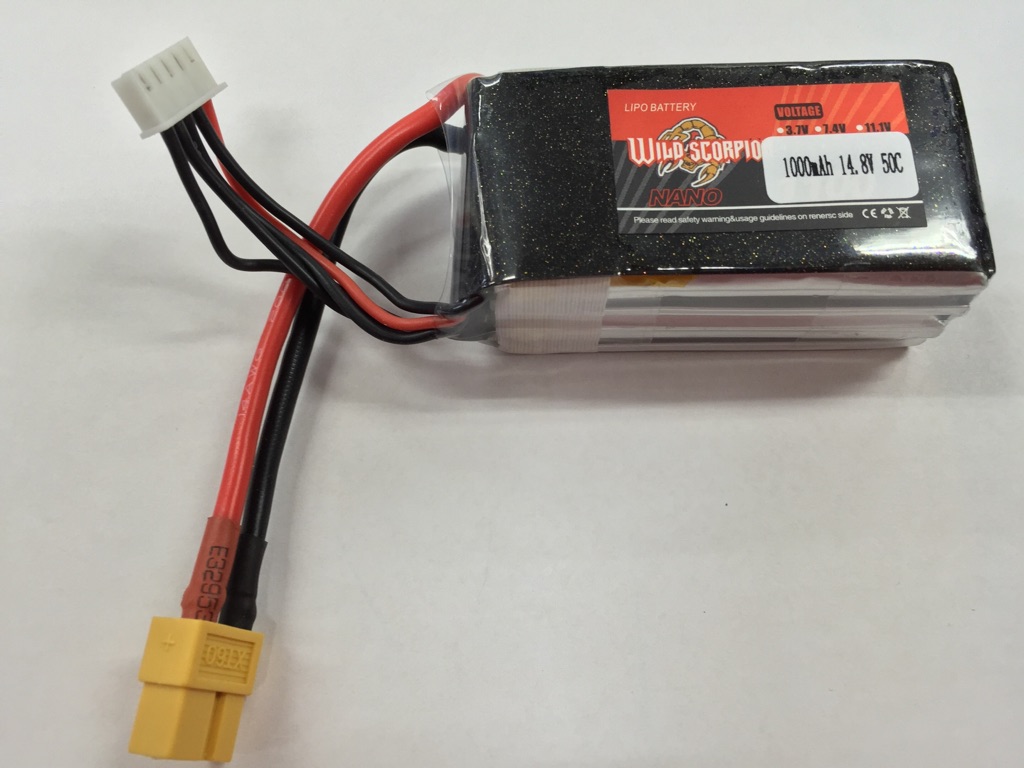 Wild Scorpion 4S 14.8V 1000mah 50C Li-Po Nano Battery - XT-60 Plug