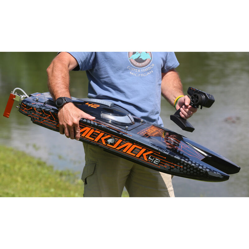 Proboat Blackjack 42" 8S Brushless Catamaran RTR: Black/Orange