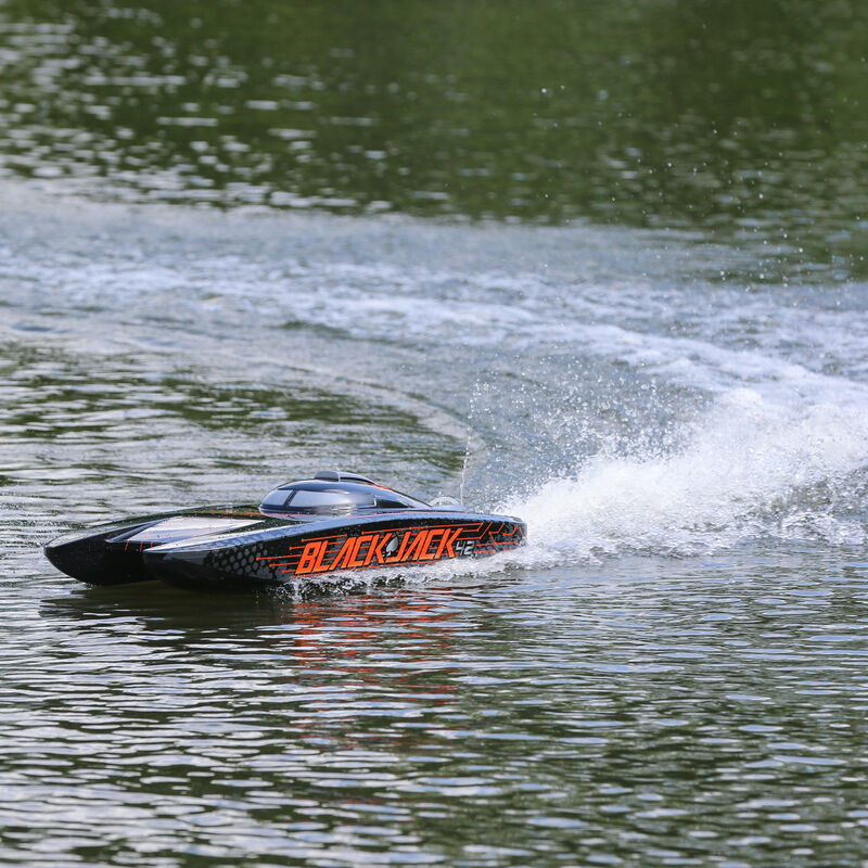 Proboat Blackjack 42" 8S Brushless Catamaran RTR: Black/Orange