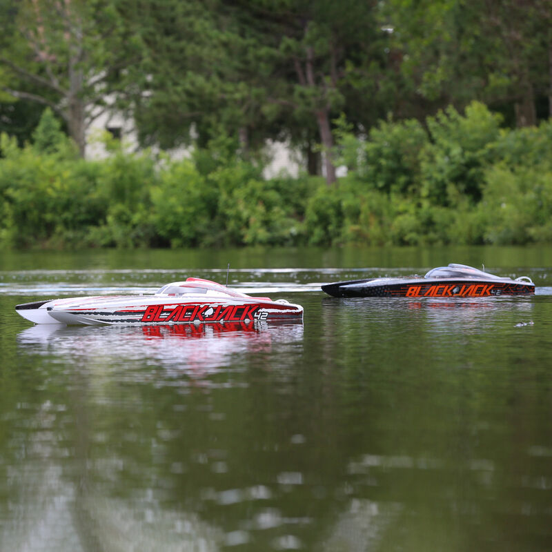 Proboat Blackjack 42" 8S Brushless Catamaran RTR: Black/Orange