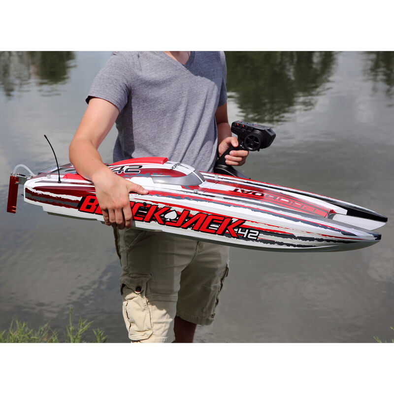 PROBOAT Blackjack 42" 8S Brushless Catamaran RTR: White/Red