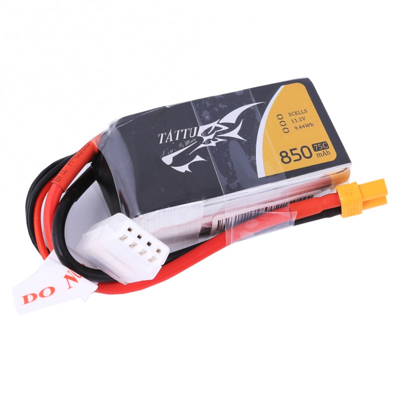 TATTU 850MAH 11.1V 75C 3S1P LIPO BATTERY PACK WITH XT30 PLUG