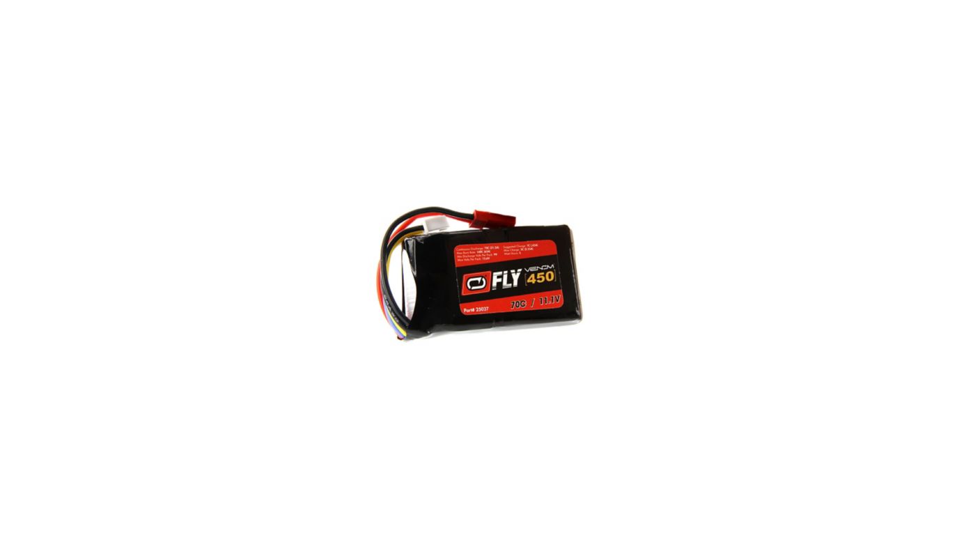 Venom Fly 11.1V 450mAh 70C 3S LiPo, JST