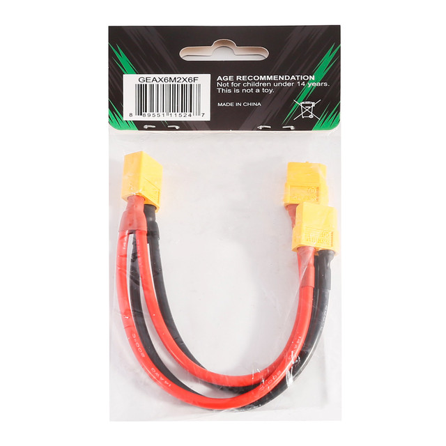 Gens Ace XT60 Male To 2x XT60 Female Adapter, AWG#14 150mm