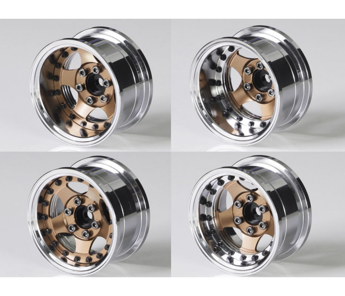 Boom Racing ProBuild™ 1.9" SV5 Adjustable Offset Aluminum Beadlock Wheels (2) Chrome/Bronze