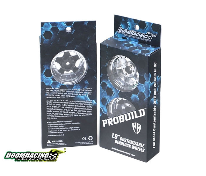 Boom Racing ProBuild™ 1.9" SV5 Adjustable Offset Aluminum Beadlock Wheels (2) Matte Black/Flat Silver
