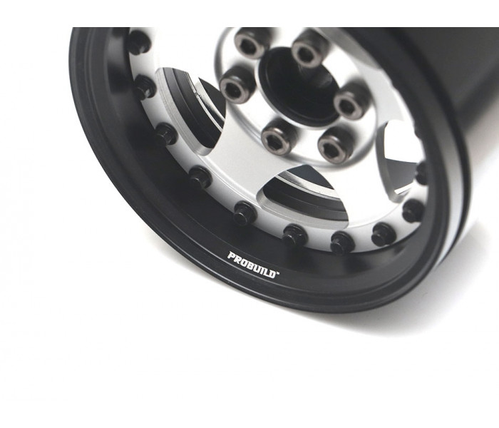 Boom Racing ProBuild™ 1.9" SV5 Adjustable Offset Aluminum Beadlock Wheels (2) Matte Black/Flat Silver