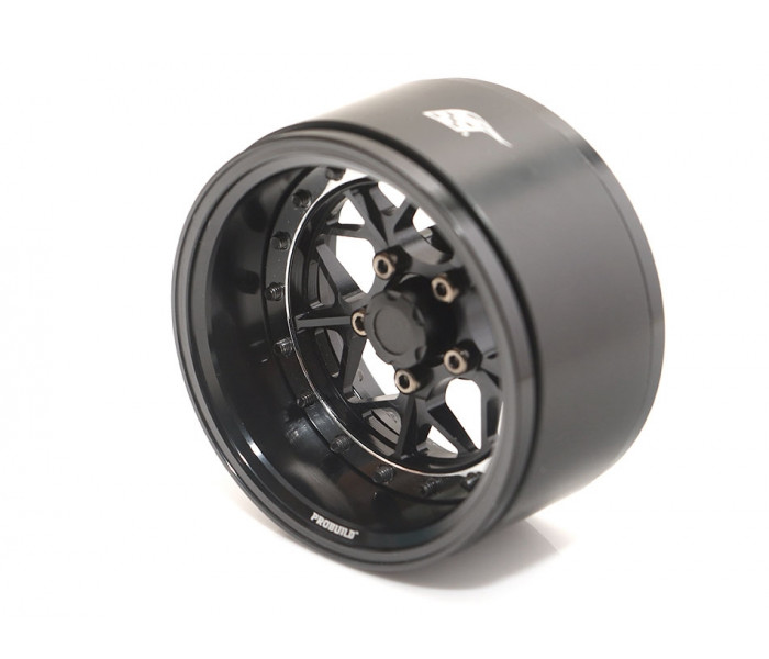 Boom Racing ProBuild™ 1.9" LGB Adjustable Offset Aluminum Beadlock Wheels (2) Black/Black