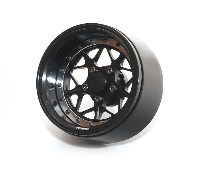 Boom Racing ProBuild™ 1.9" LGB Adjustable Offset Aluminum Beadlock Wheels (2) Black/Black