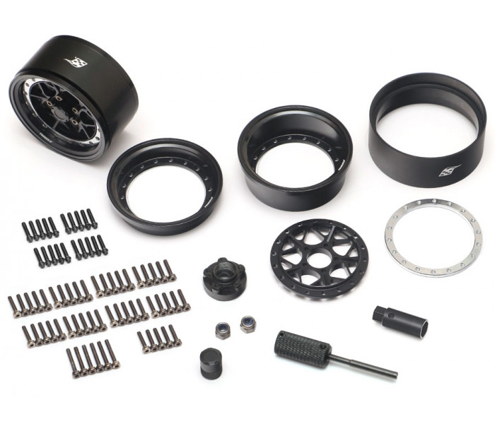 Boom Racing ProBuild™ 1.9" LGB Adjustable Offset Aluminum Beadlock Wheels (2) Black/Black