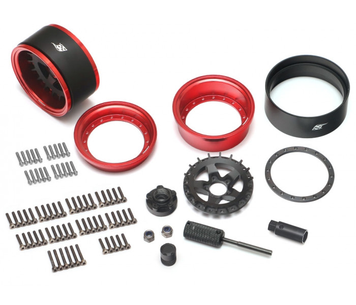 Boom Racing ProBuild™ 1.9" SS5 Adjustable Offset Aluminum Beadlock Wheels (2) Red/Matte Black