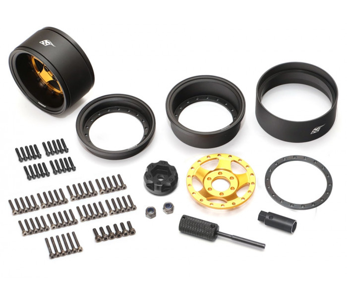 Boom Racing ProBuild™ 1.9" SV5 Adjustable Offset Aluminum Beadlock Wheels (2) Matte Black/Gold